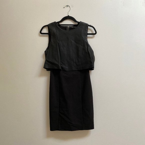 Zara Leather Combination Dress Black S - Picture 1 of 3